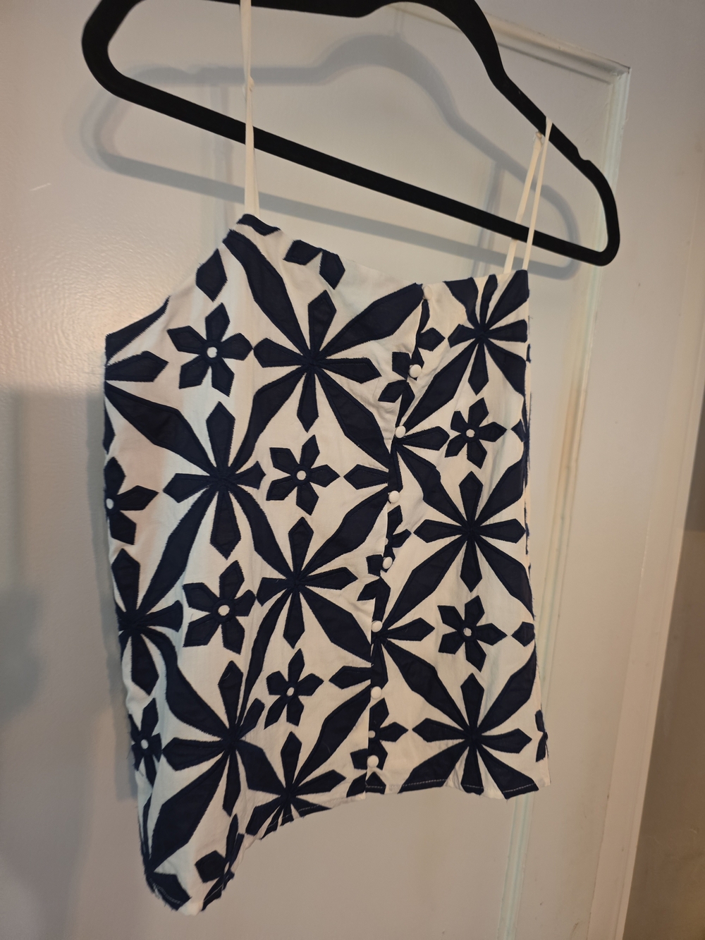 Skies Are Blue Navy and White Floral Spaghetti Strap Camisole